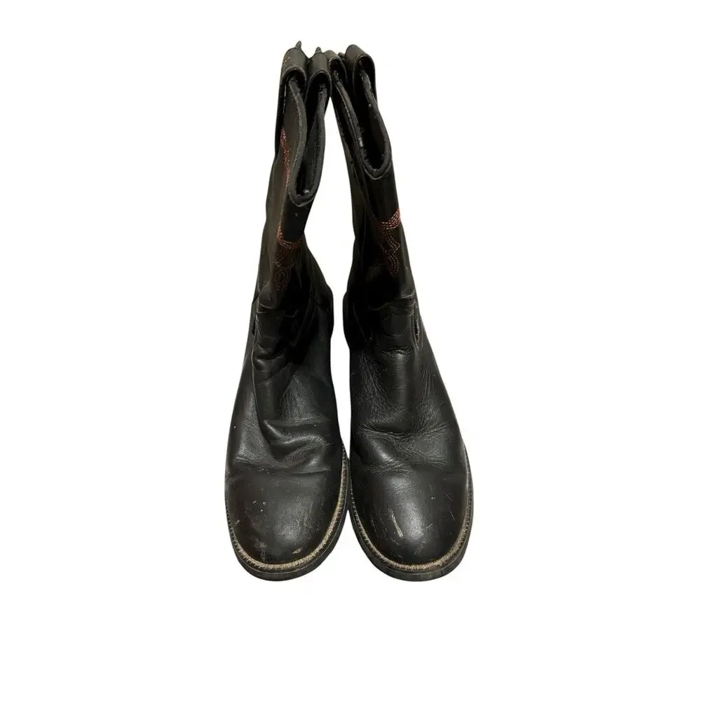 Justin Boots Men's Size 8.5 D Black Leather Roper 4606 Cowboy Western